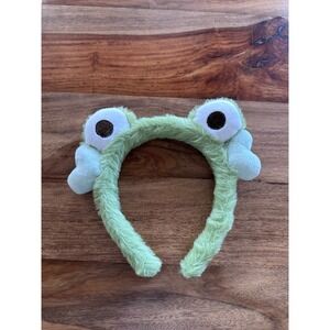 Green Frog Eye Plush Headband Soft Faux Fur Hair Accessory Skincare Costume